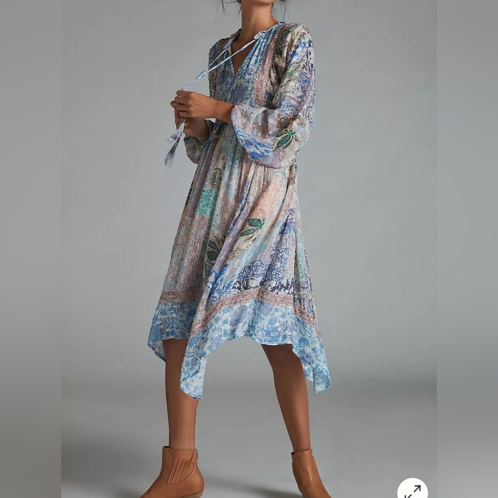 Anthropologie Flowy Bohemian Midi Dress